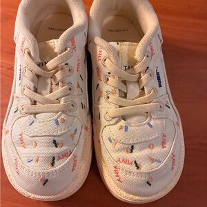 Puma Kids White Sneakers with Colorful Patterns